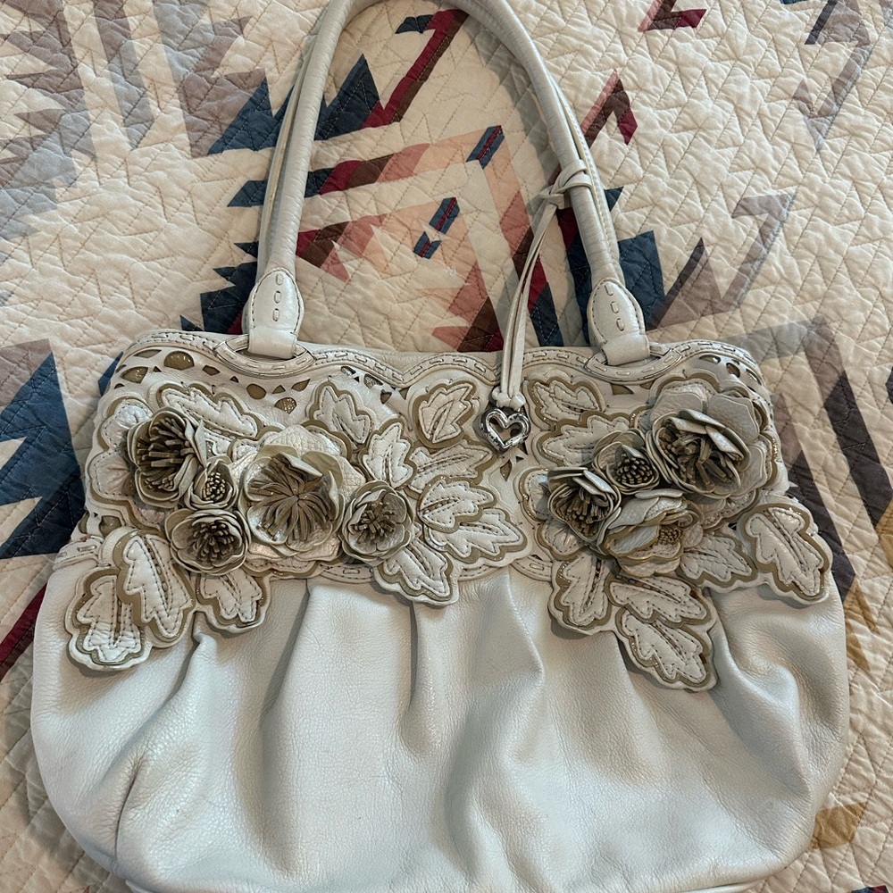Vintage Brighton Cream Floral Embellished Shoulder Bag